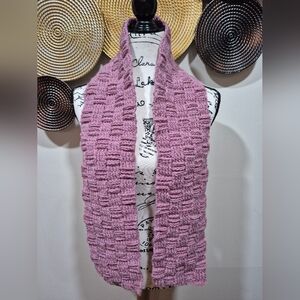 Pink Purple Textured Knit Scarf